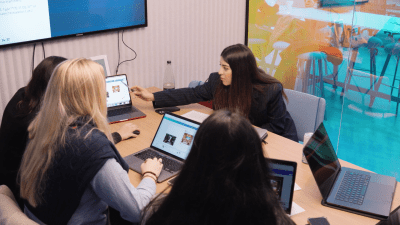 Business students in class