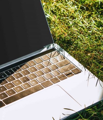 Laptop on lawn